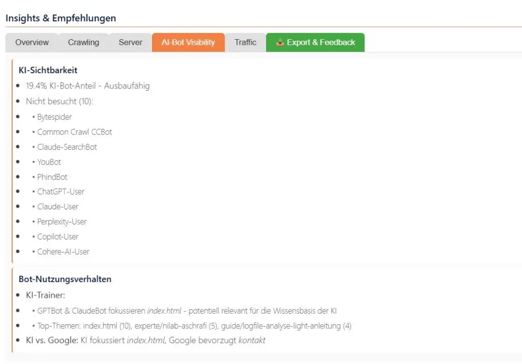 Insights Logfile-Analyzer SEOSOON